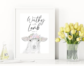 Worthy is the Lamb Easter Print Wall Art Printable Christian Wall Art and Card | Downloadable Gifts