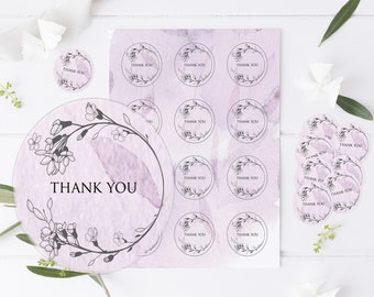 Thank You Favor Tags | Pastel Purple Watercolor | Bridal - Wedding - Baby - Shower - Party - Birthday | Printable | Instant Download | GRACE