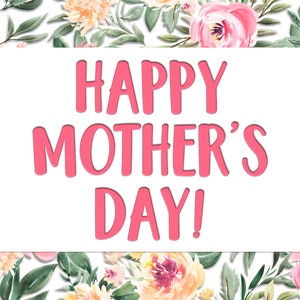 Happy Mother&#39;s Day Card and Matching Envelope with Pretty Pink Peonies and Greens to Download and Print Yourself Today! Various sizes.