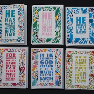 Seizoenen Schrift Typet Bloemen Wenskaarten | Christelijke wenskaarten voor elke gelegenheid | Eén of een set kiezen met meegeleverde enveloppen