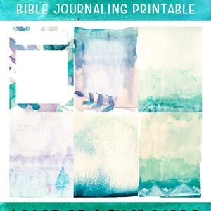 Watercolors Bible Journaling 1 Page Printable Cards or Background Starters Set | Set of 6, 3 x 4 inch Cards for Bible Journaling, etc.