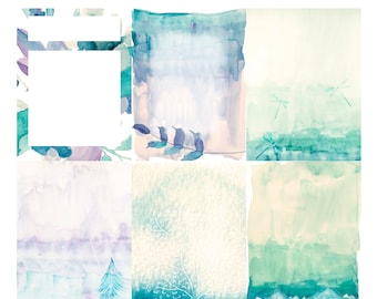 Watercolors Bible Journaling 1 Page Printable Cards or Background Starters Set | Set of 6, 3 x 4 inch Cards for Bible Journaling, etc.