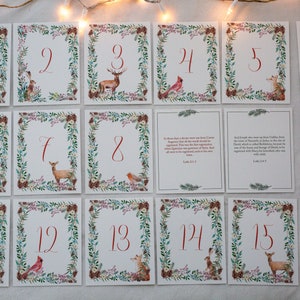 DIY VERSION | Woodland Animals Advent Calendar Card Set with Bible Scripture Verses | Download, Print, and Trim Yourself Today!