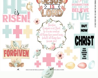 Easter Ephemera "Stickers" Bible Journaling Printable | Faith Journaling | Prayer Journal | Memory Dex Cards | Scrapbook | Instant Printable