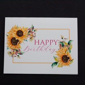 Happy Birthday Card and Coordinating Printable Envelope | Sunflowers and Berries | Multiple Sizes | Download and Print Yourself Today!