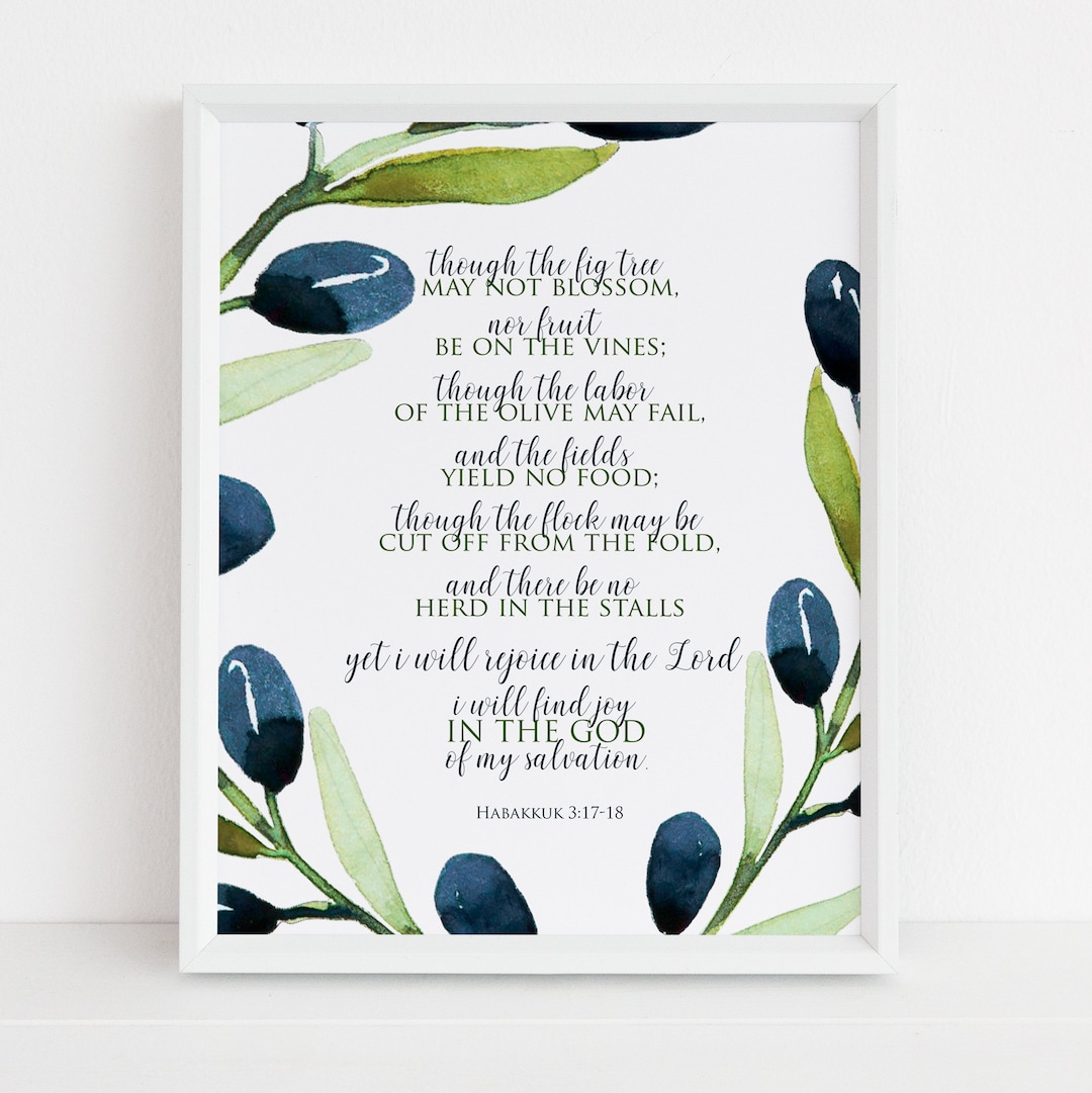 Though the Fig Tree May Not Blossom Habakkuk 3 Art Print Christian Wall