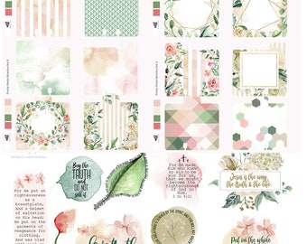 Memory Dex Set | Faith Bible Journaling Index Card and Sticker Set | The Armor of God | Pretty Pastel Florals | Digital Download | MemDex