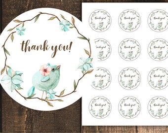 Thank You Favor Tags | Pastel Baby Birds | Baby Shower - Kid's Birthday | Printable | Instant Download | PPB