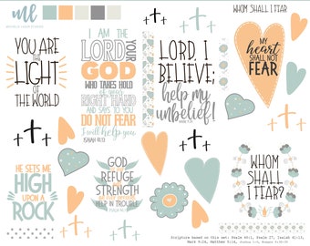 Whom Shall I Fear, Bible Journaling Printable | Encouragement | Faith Journaling | Prayer Journal | Memory Dex Cards | Instant Printable