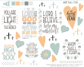 Whom Shall I Fear, Bible Journaling Printable | Encouragement | Faith Journaling | Prayer Journal | Memory Dex Cards | Instant Printable