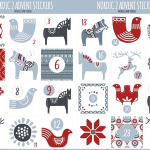 Advent Stickers to Print and Cut Yourself.  Hygge Christmas Countdown Stickers | PNG File for Cricut
