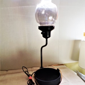 Vintage Cast Iron Country Kettle Lamp, Farmhouse Beanpot Light, Rustic/Primitive Serving Pot Lamp 14&quot; Tall