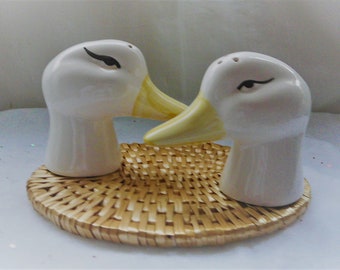 Vintage Ceramic Salt and Pepper Shakers, Les Ducks by Fitz & Floyd