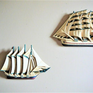 Vintage Nautical Clipper Ships Wall Plaques for Home Interiors 3331, Father&#39;s Day Gift
