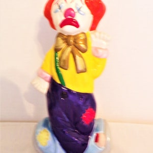 Vintage 11" Two Faced Clown Figurine Hand Painted Happy Sad Clown 1976 by Atlantic Mold