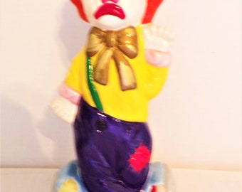 ヴィンテージ 11インチ 両面ピエロ フィギュア 手描き ハッピー サッド