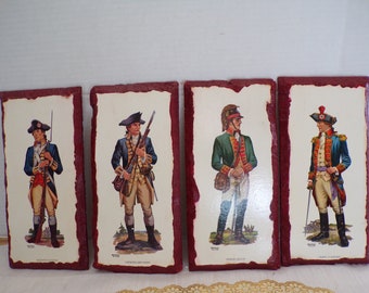 Vintage Wall Plaques, American Continental Army Soldiers under General Washington during the American Revolutionary War (1775-1783)