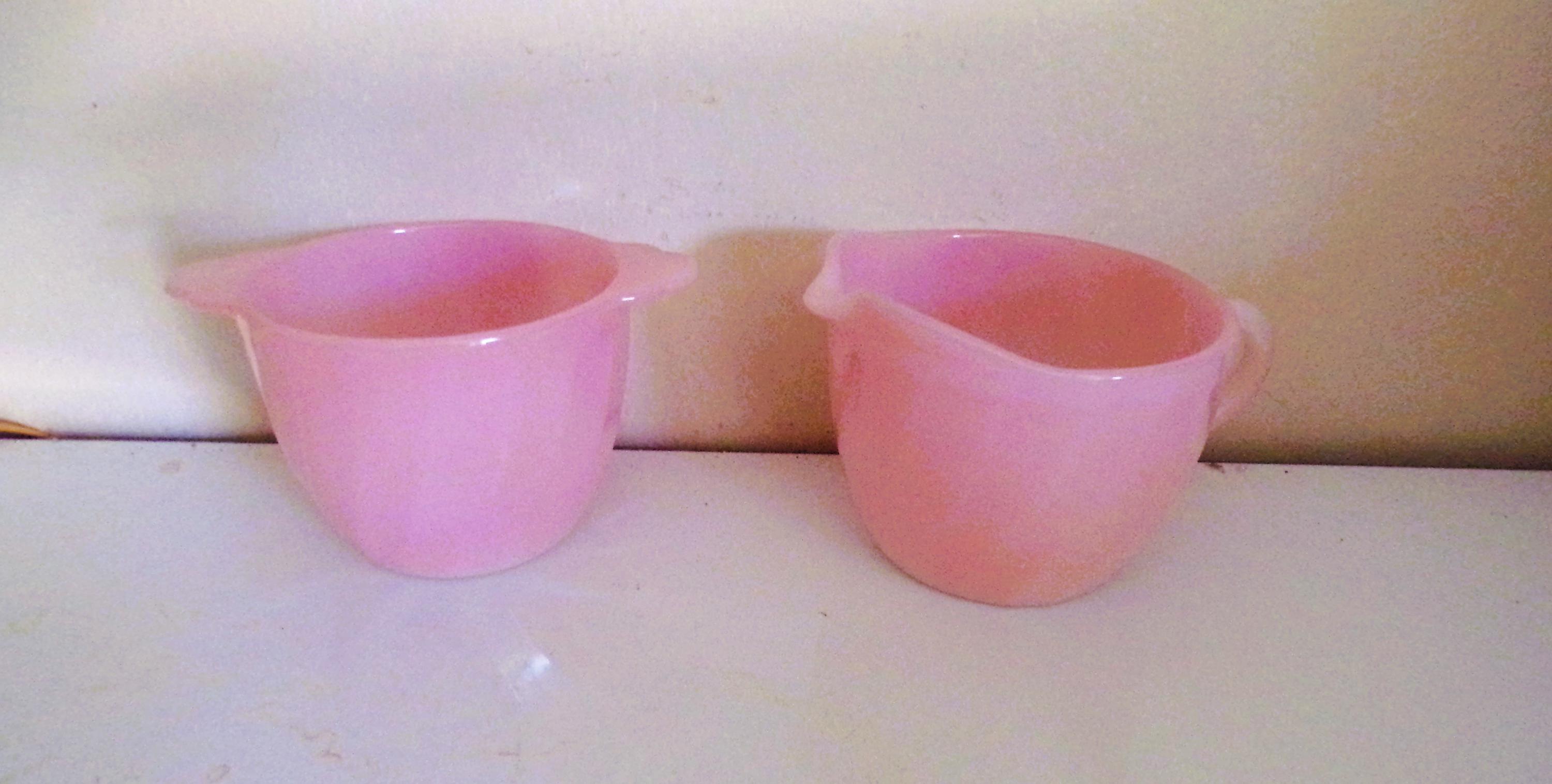 Vintage Fire King, Fired on Pink, 1950s Sugar and Creamer