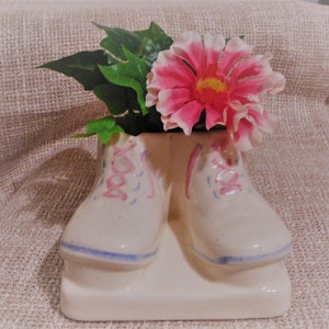 Vintage Ceramic Baby Nursery Booties Shoe Decor Planter