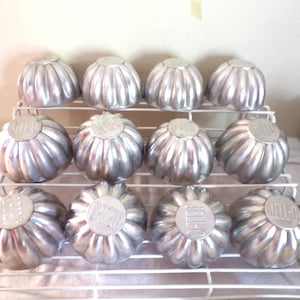 Antique Aluminum Jell-O Molds, Set of 12 Gelatin Molds from 1904