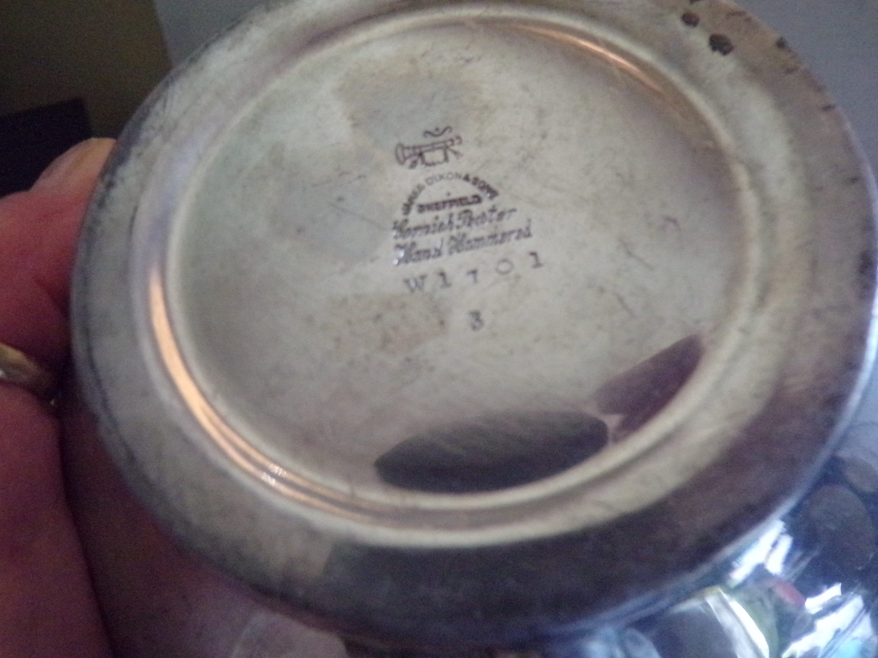 Antique Sheffield Hammered Pewter Tea Pot by James Dixon & Sons