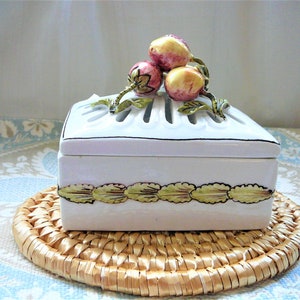 Porcelain Potpourri Box with Fruit Accents