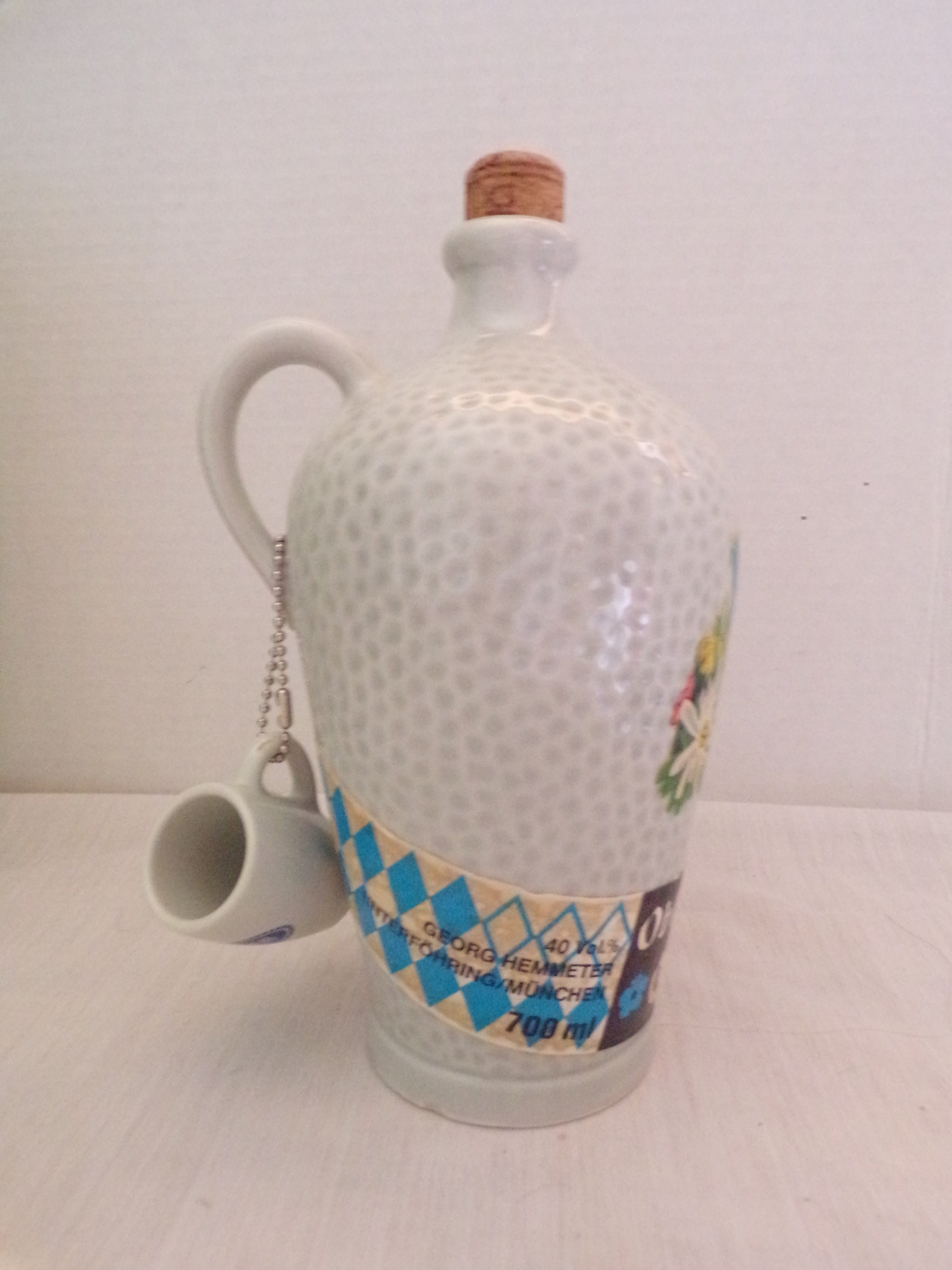 染付長頸瓶　　アンティーク　送料込み0206 Vintage Georg Hemmeter Germany Stoneware Liquor Jug With