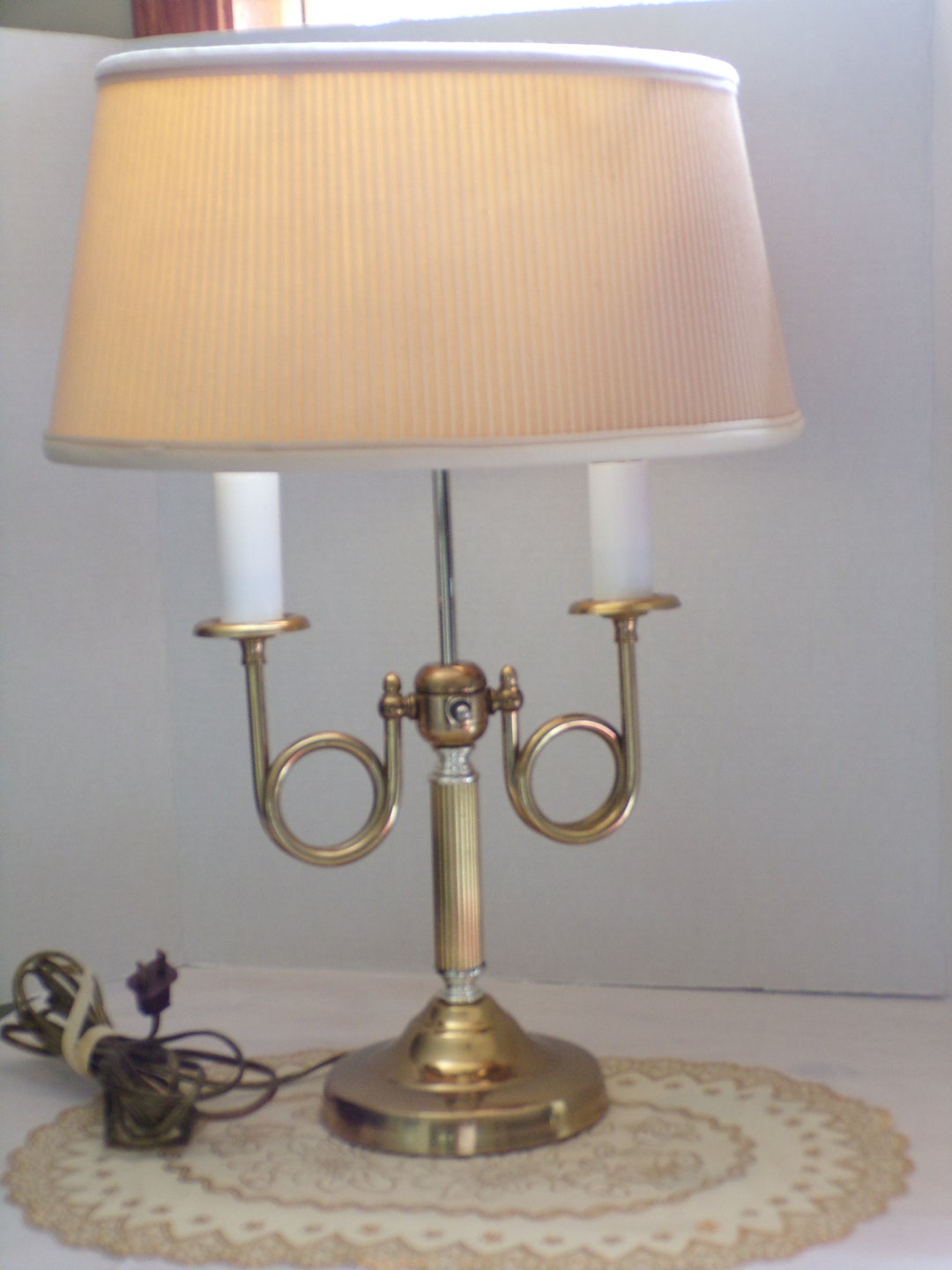 Vintage Brass Trumpet Candlestick Table Lamp by Alsy Double Etsy
