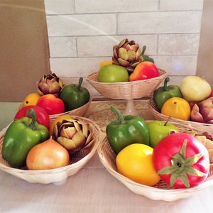 Artificial Plastic Fruit/Vegetable Basket Centerpiece, 7 Pieces