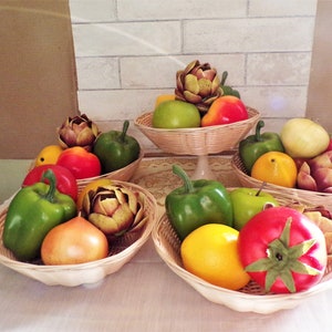 Artificial Plastic Fruit/Vegetable Basket Centerpiece, 7 Pieces image 1