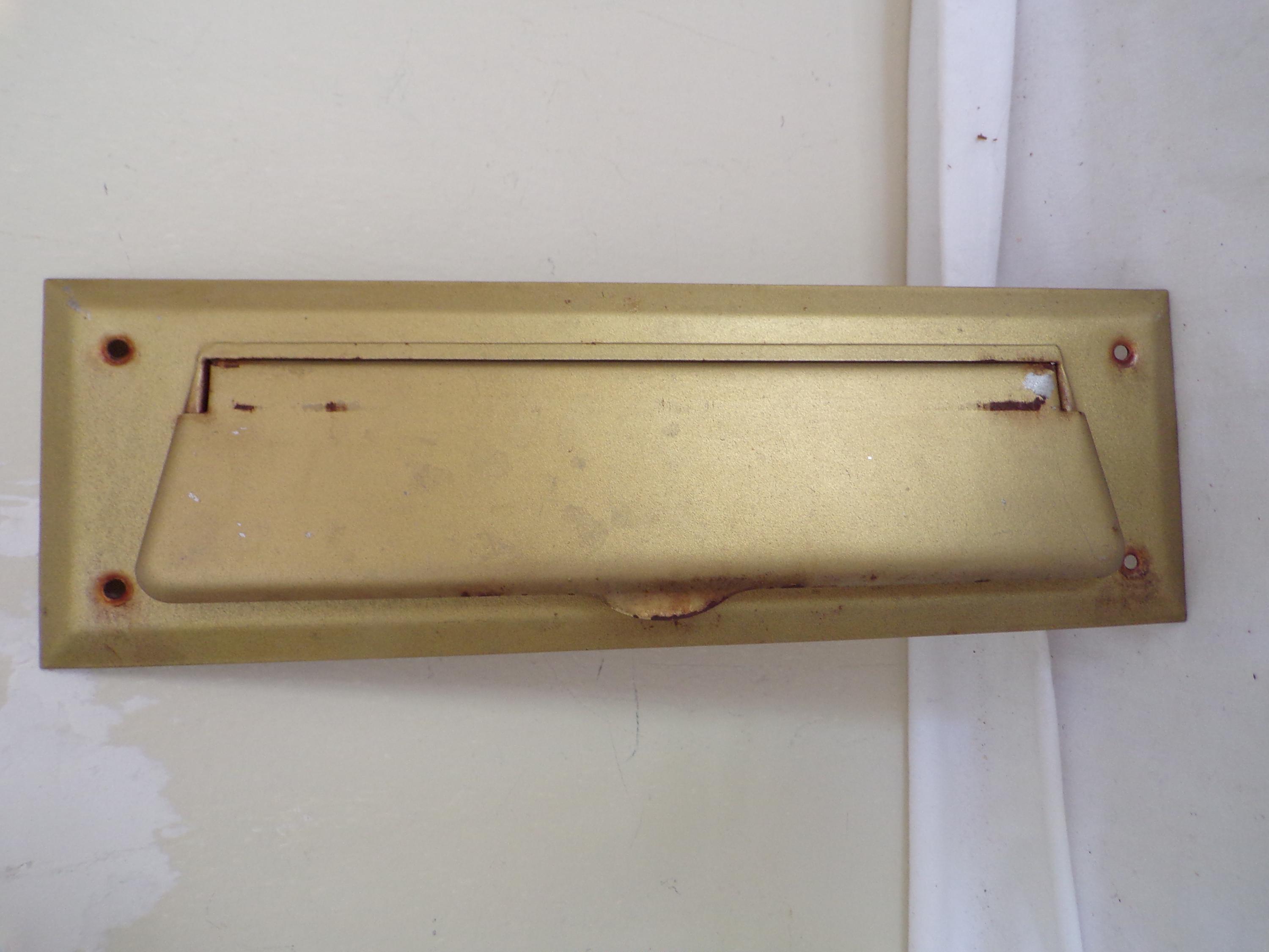 Vintage brievenbus postsleufdeurplaat, 2-delig bergingsmetaal: 11 x 3 1/2 inch met schroeven