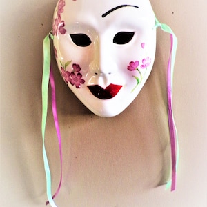 Vintage Mardi Gras/Harlequin Hand Painted Wall Face Mask, New Orleans
