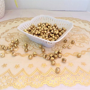 Vintage Brass Plated Steel Jingle Bells 10MM, 180 Count 3/8 Inch