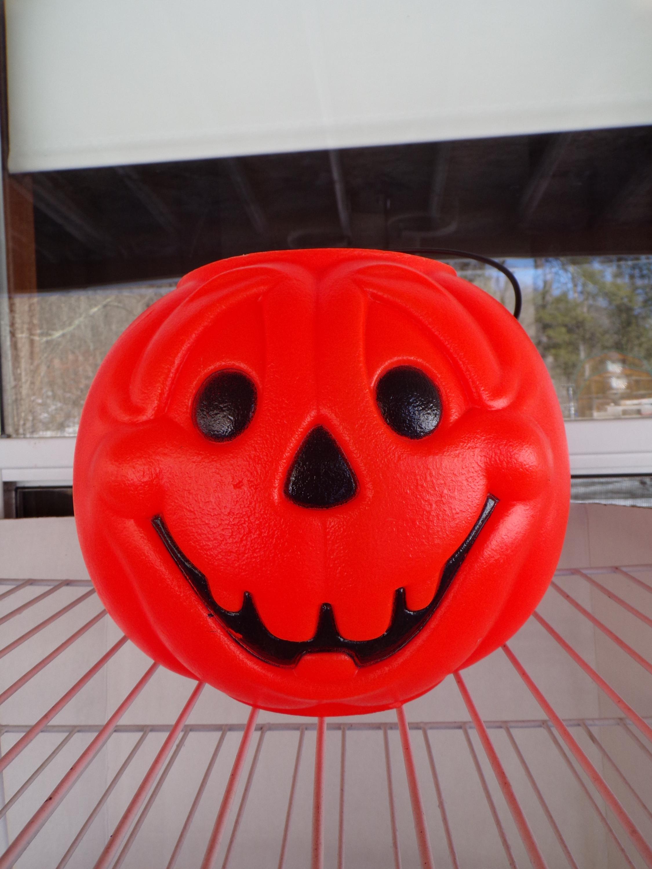Vintage Halloween Blow Mold Big Jack Pumpkin Pail Trick or Treat Basket ...