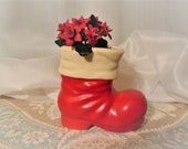 Vintage Ceramic Santa Clause Boot Planter4 x 5 x 2