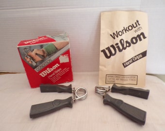 Vintage Wilson Spring Hand Grips Weight Lifting with Instructions and Box, Workout with Wilson Heavy Hand Grips