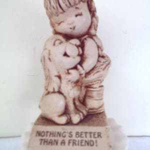 Estatueta vintage de cachorrinho &quot;Nada é melhor que um amigo&quot;, Sillisculpts, Paula 1983, W: 690