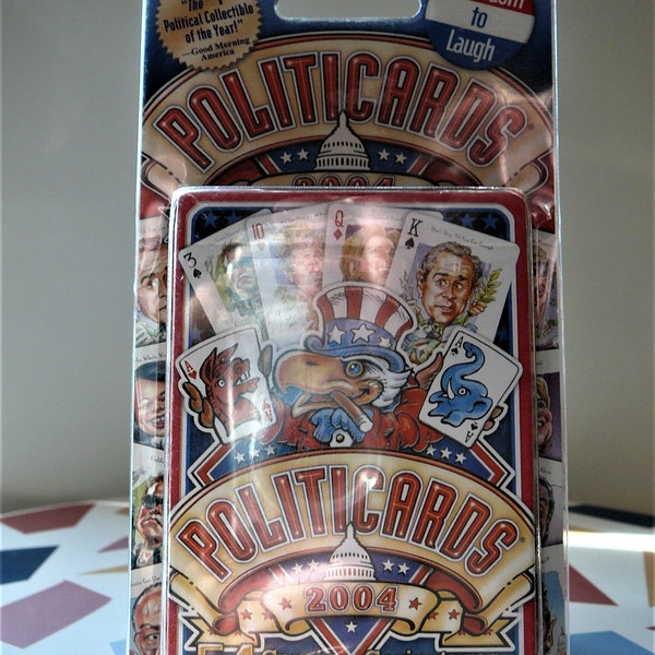 Political Card Game Freedom To Laugh 2004 Sealed Playing Card Deck 54 Comic Caricature Political Player Cards, USA