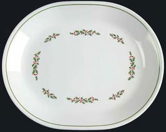 Vintage 12" Oval Serving Platter Holly Days (Corelle) by Corning Corelle