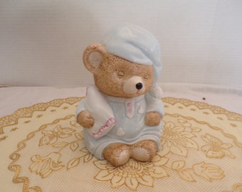 Vintage Nursery Teddy Bear Nightlight, Ceramic Illuminated Sleepy Time baby Bear Night Light with On/Off Switch
