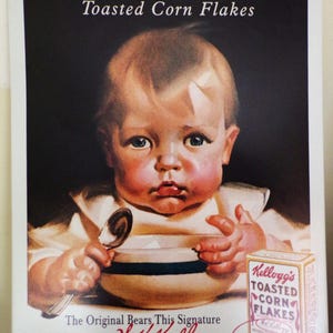 Vintage Kellogg's magnetisch bord met Rice Krispies of Kellogg's Cornflakes