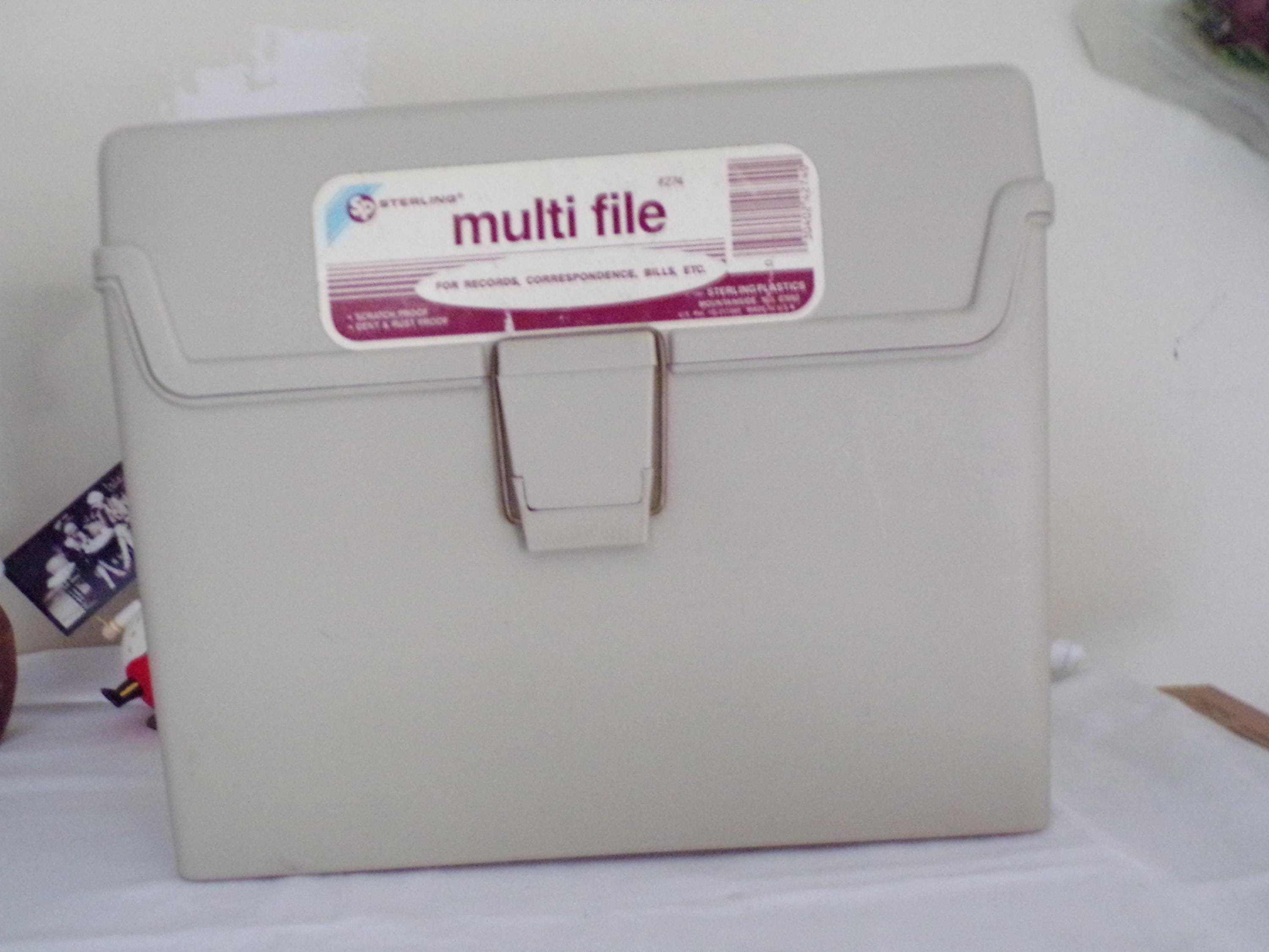 Vintage Letter File Document Box, Bills, Records, Beige Plastic by