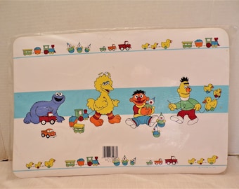 Vintage Sesame Street Muppet Placemats, Set of 3 18" x 12"  Playtime Vinyl Activity Placemats with Big Bird, Cookie Monster, Bert and Ernie