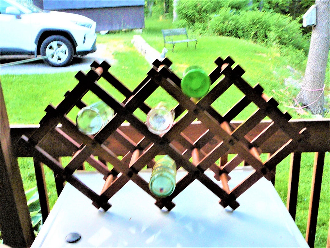 Vintage Wine Bottle Rack 13 Bottle Solid Walnut Collapsible Tabletop Etsy