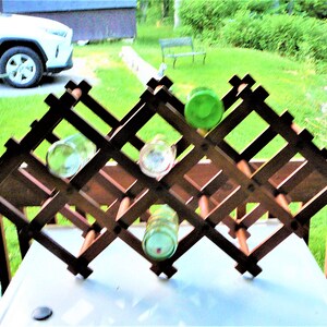 Wine Bottle Rack 13 Bottle Solid Walnut Collapsible Tabletop