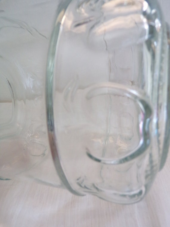 Vintage KIG Indonesia Clear Glass Cookie Jar Canister with Lid Embossed  Fruit