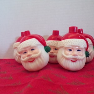 Santa Heads Replacements For String Light Covers, 5 Replacement Heads, Santa Lights