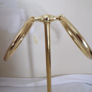 Countertop 2 Ring Towel Stand Holder Gold Tone with Weighted Base