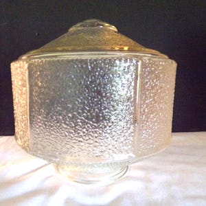 Vintage Glass Replacement Disk Ceiling Shade, Textured Side Panels Schoolhouse Clear Art Deco Design with an Amber Tint 3 1/4&quot; Fitter