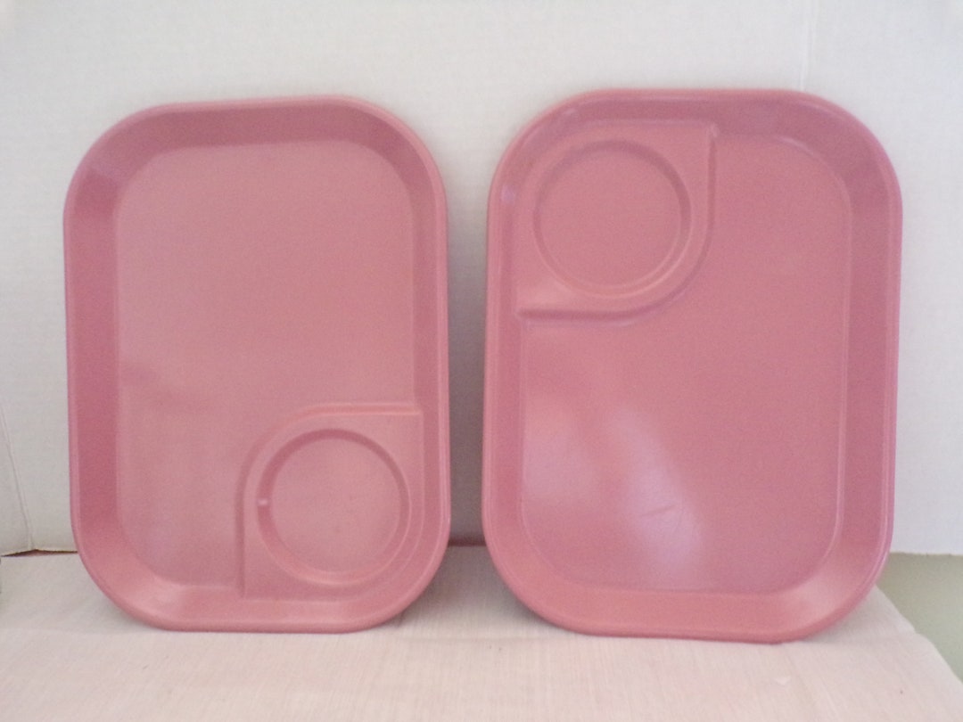 Sectional Lunch Cafeteria 2 Pack Serving Trays, Rubbermaid Mauve 2